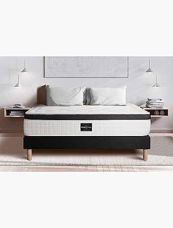 Ensemble Matelas Mémoire de forme et Sommier Tapissier multi-lattes Noir - Privilège