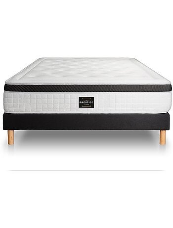 Ensemble Matelas Mémoire de forme et Sommier Tapissier multi-lattes Noir - Privilège