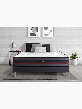 Ensemble Matelas Mémoire de forme et Sommier Tapissier multi-lattes Noir - Regen