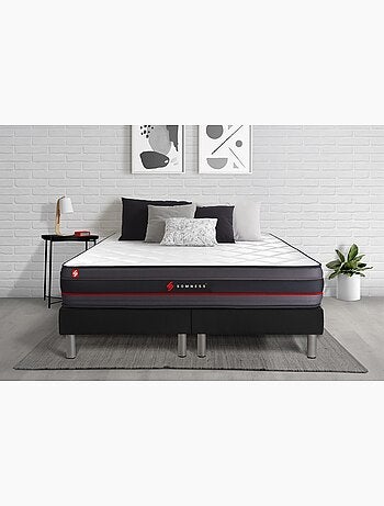 Ensemble Matelas Mémoire de forme et Sommier Tapissier multi-lattes Noir - Regen