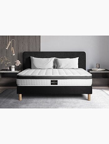 Ensemble Matelas Mémoire de forme et Sommier Tapissier multi-lattes Noir - Supérieur