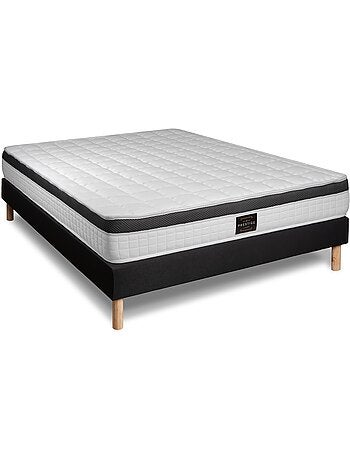 Ensemble Matelas Mémoire de forme et Sommier Tapissier multi-lattes Noir - Supérieur