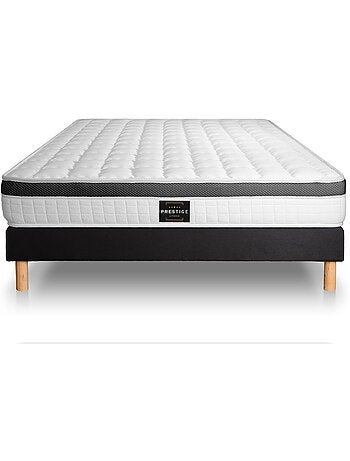 Ensemble Matelas Mémoire de forme et Sommier Tapissier multi-lattes Noir - Supérieur