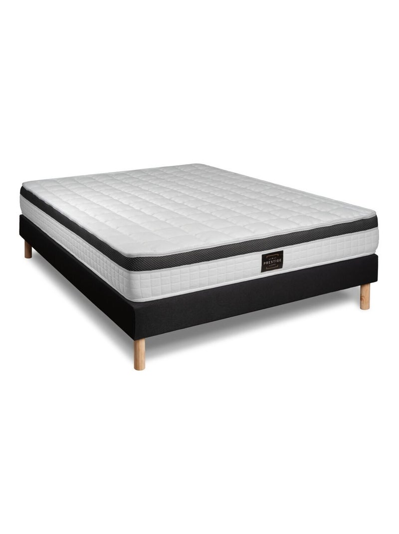 Ensemble Matelas Mémoire de forme et Sommier Tapissier multi-lattes Noir - Supérieur Noir - Kiabi