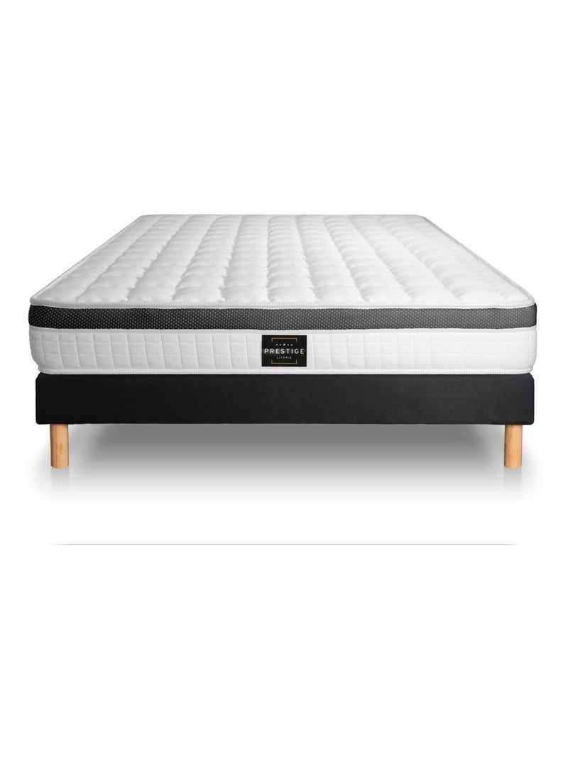 Ensemble Matelas Mémoire de forme et Sommier Tapissier multi-lattes Noir - Supérieur Noir - Kiabi