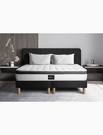 Ensemble Matelas Mémoire de forme et Sommier Tapissier multi-lattes Blanc - Supérieur