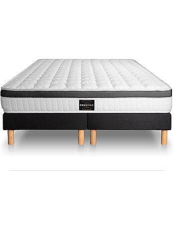 Ensemble Matelas Mémoire de forme et Sommier Tapissier multi-lattes Blanc - Supérieur