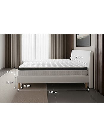 Ensemble Matelas Mémoire de forme et Sommier Tapissier multi-lattes Blanc - Supérieur