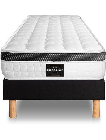 Ensemble Matelas Mémoire de forme et Sommier Tapissier multi-lattes Noir - Supérieur