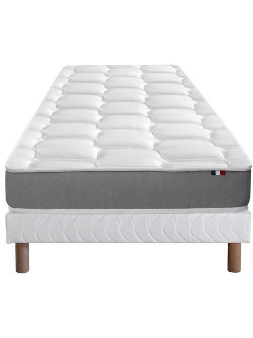 Ensemble matelas mémoire de forme mousse HR sommier blanc 90x190 - Kiabi