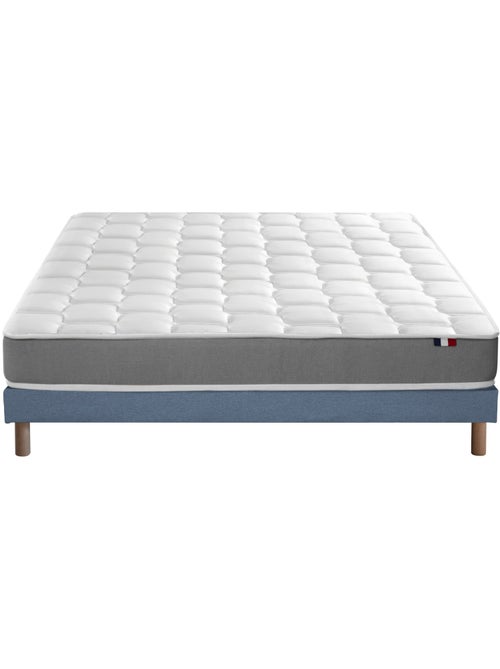 Ensemble matelas mémoire de forme mousse HR sommier bleu 140x190 - Kiabi