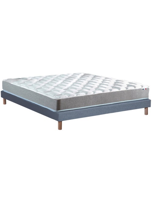 Ensemble matelas mémoire de forme mousse HR sommier bleu 140x190 - Kiabi