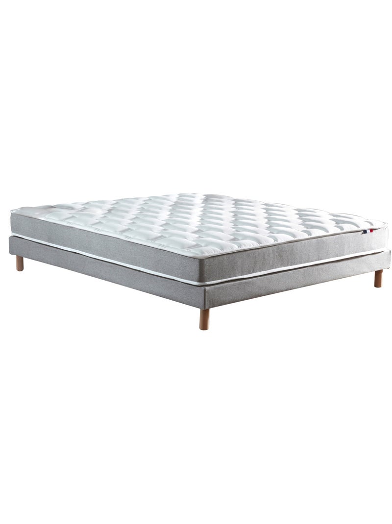 Ensemble matelas mémoire de forme mousse HR sommier gris 140x190 Blanc Gris - Kiabi