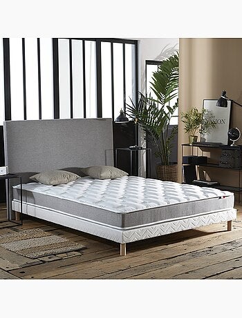 Ensemble Matelas Mousse à Mémoire de forme et mousse HR ZENITH + Sommier , Sommier Gris chiné
