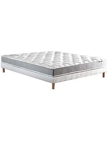 Ensemble Matelas Mousse à Mémoire de forme et mousse HR ZENITH + Sommier , Sommier Gris chiné