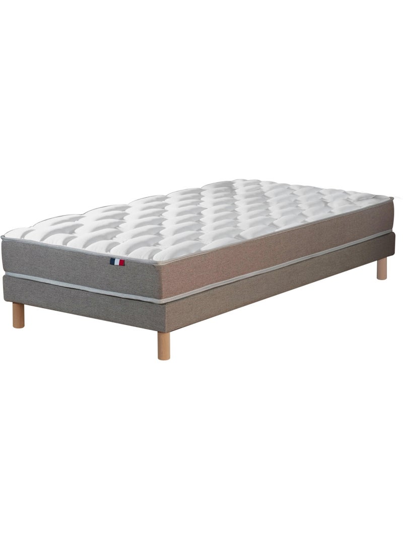 Ensemble Matelas Mousse à Mémoire de forme et mousse HR ZENITH + Sommier , Sommier Gris chiné Blanc Gris - Kiabi