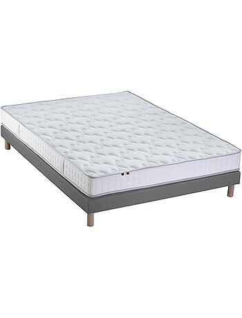 Ensemble Matelas Mousse à Mémoire de forme et mousse HR ZENITH + Sommier , Sommier Gris chiné