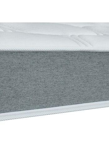 Ensemble matelas mousse accueil memoire de forme, H16, sommier en kit beige