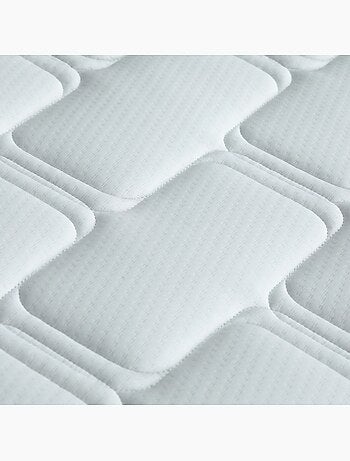 Ensemble matelas mousse accueil memoire de forme, H16, sommier en kit beige