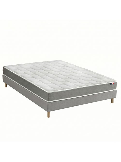 Ensemble matelas mousse accueil memoire de forme, H16, sommier en kit gris - Kiabi Ensemble matelas mousse accueil memoire de forme, H16, sommier en kit gris - Kiabi