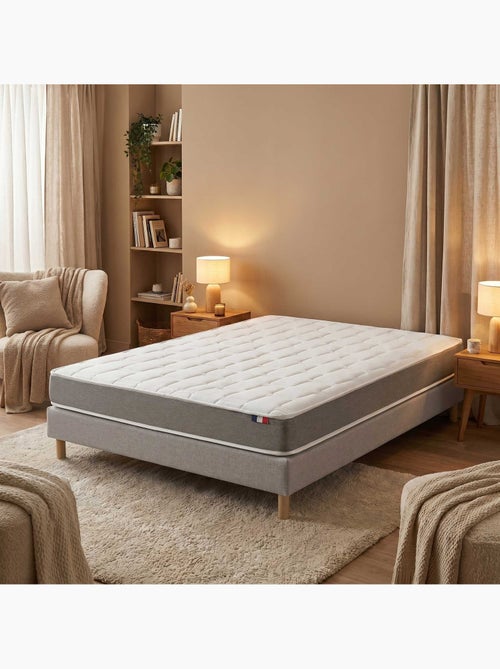 Ensemble matelas mousse accueil memoire de forme, H16, sommier en kit gris - Kiabi Ensemble matelas mousse accueil memoire de forme, H16, sommier en kit gris - Kiabi