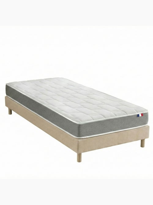 Ensemble matelas mousse accueil memoire de forme, H16, sommier lattes fixes beige - Kiabi Ensemble matelas mousse accueil memoire de forme, H16, sommier lattes fixes beige - Kiabi