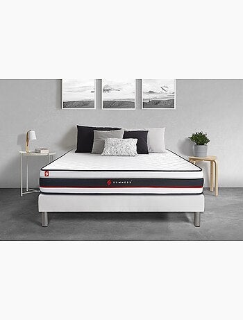 Ensemble Matelas Mousse et Sommier tapissier en kit Blanc - Form