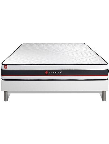 Ensemble Matelas Mousse et Sommier tapissier en kit Blanc - Form