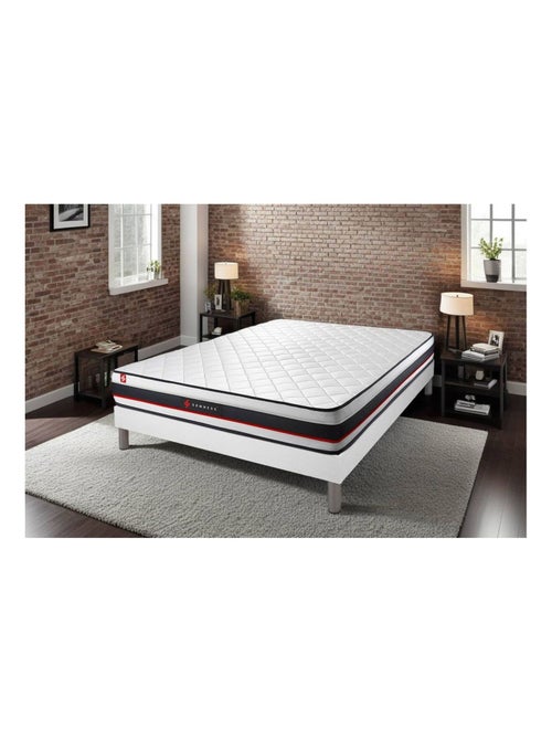 Ensemble Matelas Mousse et Sommier tapissier en kit Blanc - Form - Kiabi