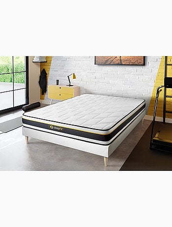 Ensemble Matelas Mousse et Sommier tapissier en kit Blanc - Soft