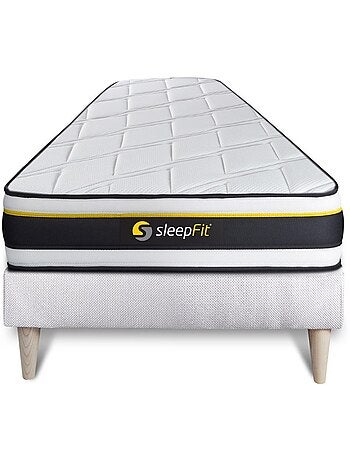 Ensemble Matelas Mousse et Sommier tapissier en kit Blanc - Soft