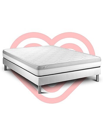 Ensemble Matelas Mousse et Sommier tapissier en kit Blanc - VITAL RELAX