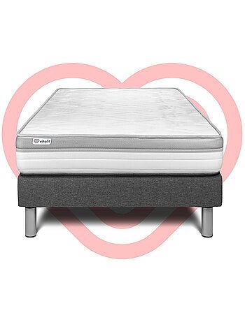 Ensemble Matelas Mousse et Sommier tapissier en kit Gris - VITAL RELAX