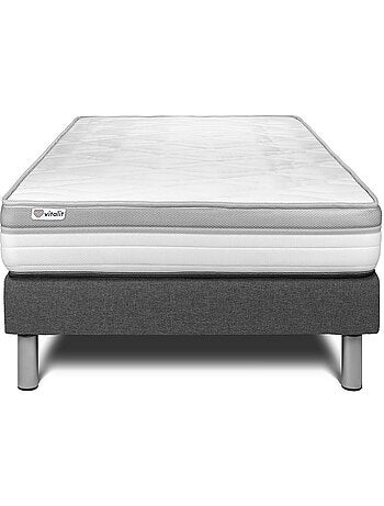 Ensemble Matelas Mousse et Sommier tapissier en kit Gris - VITAL RELAX