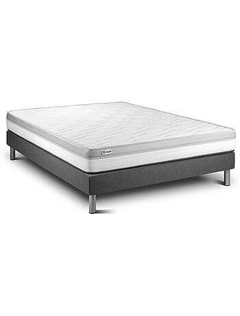 Ensemble Matelas Mousse et Sommier tapissier en kit Gris - VITAL RELAX