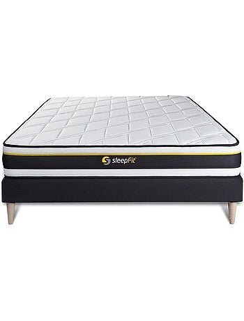 Ensemble Matelas Mousse et Sommier tapissier en kit Noir - Soft