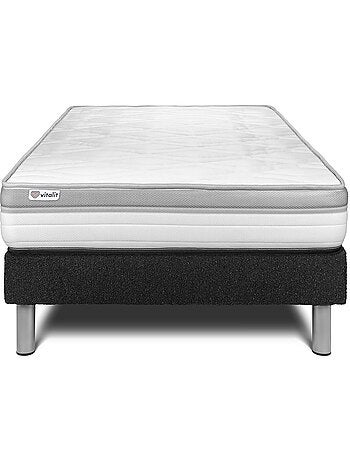 Ensemble Matelas Mousse et Sommier tapissier en kit Gris - VITAL RELAX