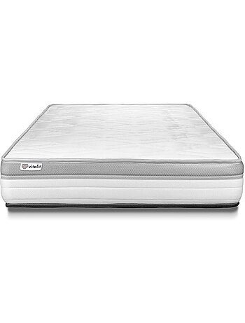 Ensemble Matelas Mousse et Sommier tapissier en kit Gris - VITAL RELAX
