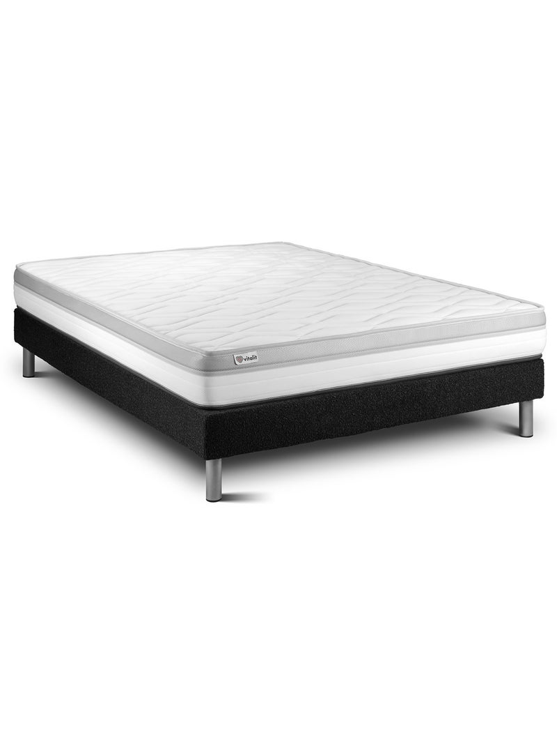Ensemble Matelas Mousse et Sommier tapissier en kit Noir - VITAL RELAX Noir - Kiabi