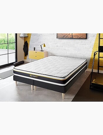 Ensemble Matelas Mousse et Sommier Tapissier multi-lattes Noir - Soft