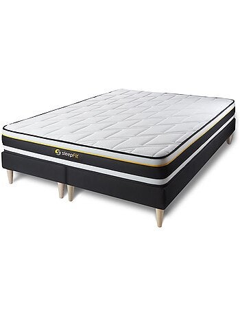 Ensemble Matelas Mousse et Sommier Tapissier multi-lattes Noir - Soft