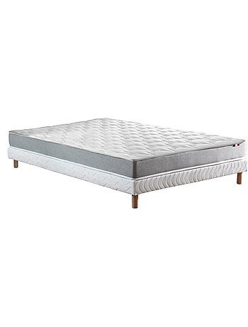 Ensemble matelas mousse ferme réversible ALTO et sommier - confort français - Sommier - Bleu denim