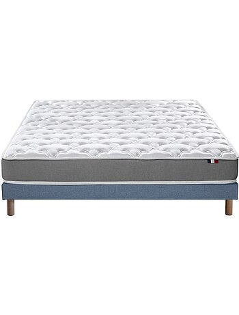 Ensemble matelas mousse ferme réversible ALTO et sommier - confort français - Sommier - Bleu denim