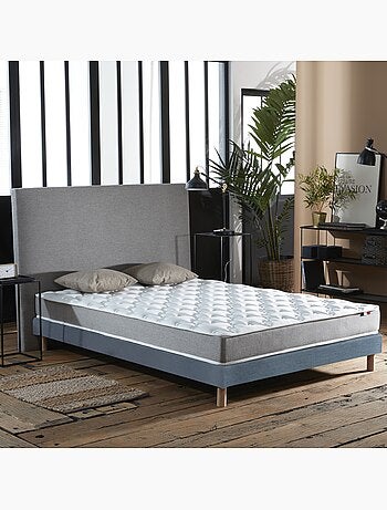 Ensemble matelas mousse ferme réversible ALTO et sommier - confort français - Sommier - Bleu denim