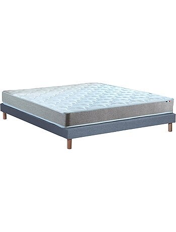 Ensemble matelas mousse ferme réversible ALTO et sommier - confort français - Sommier - Bleu denim