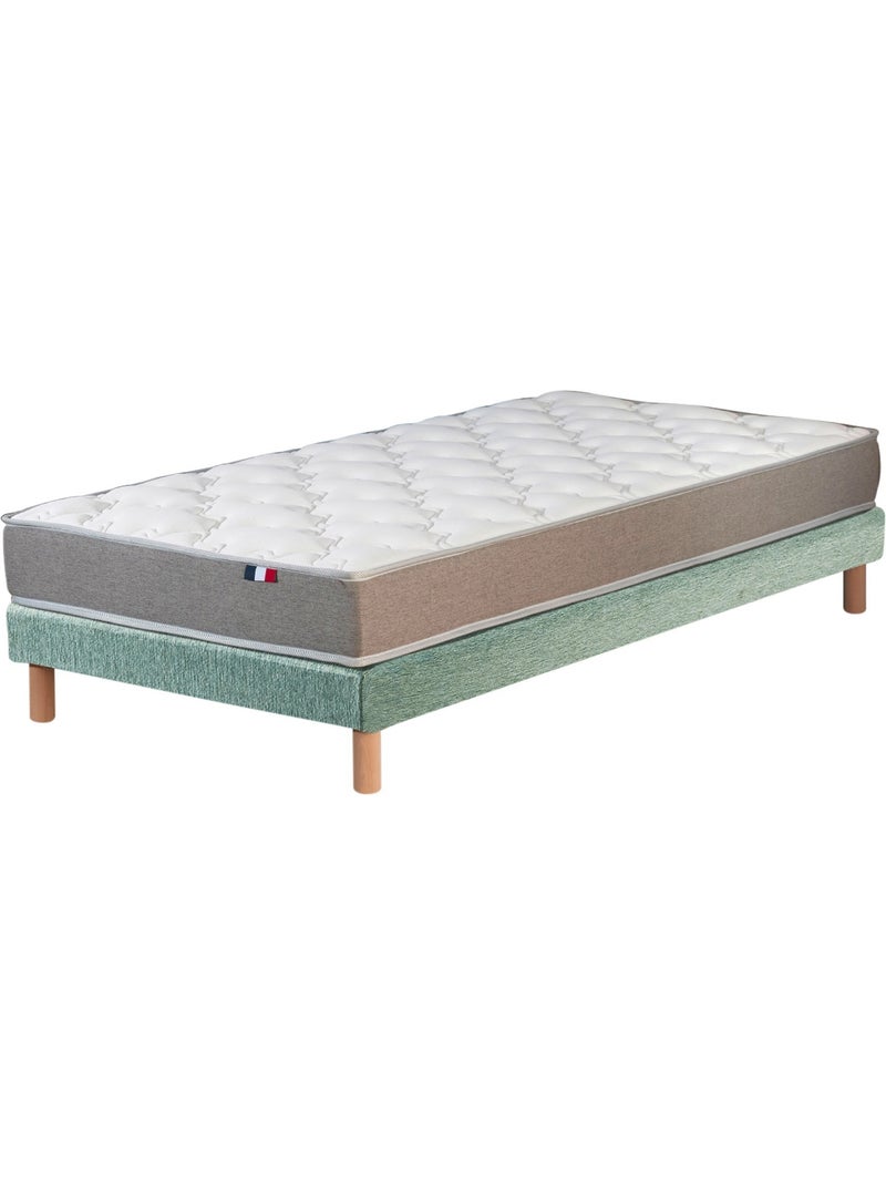 Ensemble matelas mousse ferme réversible ALTO et sommier - confort français - Sommier - Vert celadon Blanc Vert - Kiabi