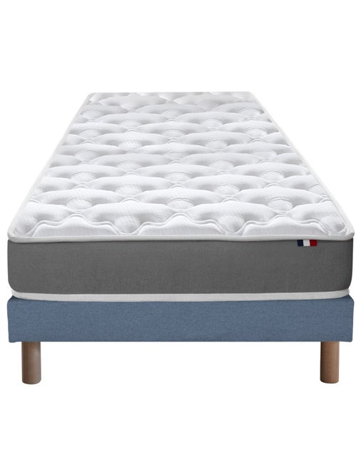 Ensemble Matelas Mousse ferme réversible ALTO + Sommier Made in France , Sommier Bleu denim - Kiabi Ensemble Matelas Mousse ferme réversible ALTO + Sommier Made in France , Sommier Bleu denim - Kiabi