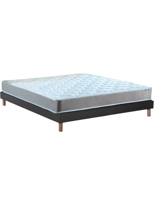 Ensemble Matelas Mousse ferme réversible ALTO + Sommier Made in France , Sommier Bleu denim - Kiabi Ensemble Matelas Mousse ferme réversible ALTO + Sommier Made in France , Sommier Bleu denim - Kiabi
