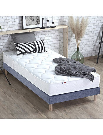 Ensemble Matelas Mousse ferme réversible ALTO + Sommier Made in France , Sommier Bleu denim
