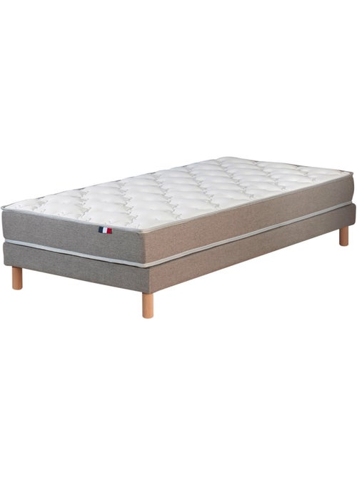 Ensemble Matelas Mousse ferme réversible ALTO + Sommier Made in France , Sommier Gris chiné - Kiabi